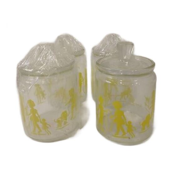 Vintage Yellow Glass Nursery Jar Set of 5, Mary Gregory - Picture 9 of 10